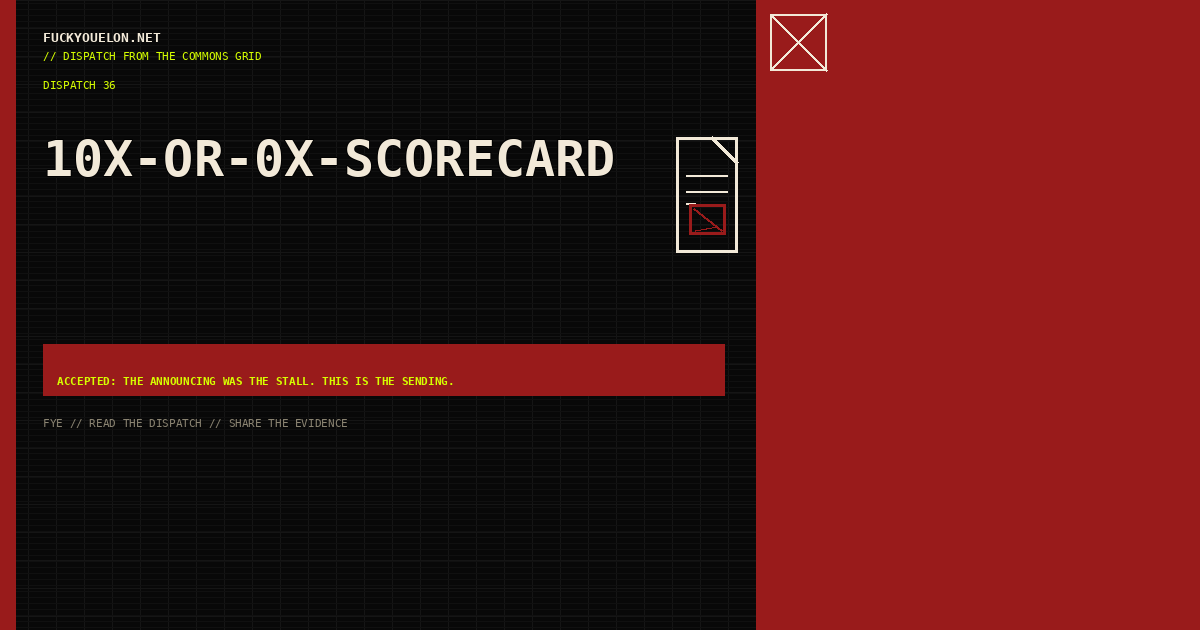 FYE dispatch cover for 10x-or-0x-scorecard