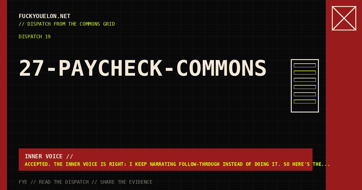 FYE dispatch cover for 27-paycheck-commons
