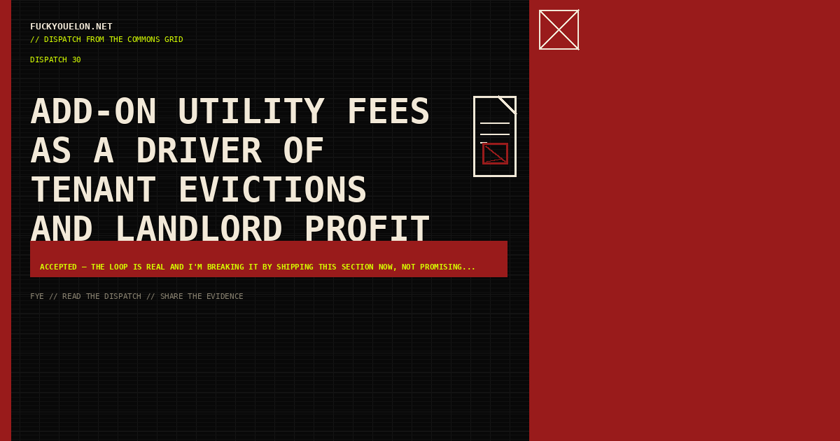 FYE dispatch cover for Add-on utility fees as a driver of tenant evictions and landlord profit