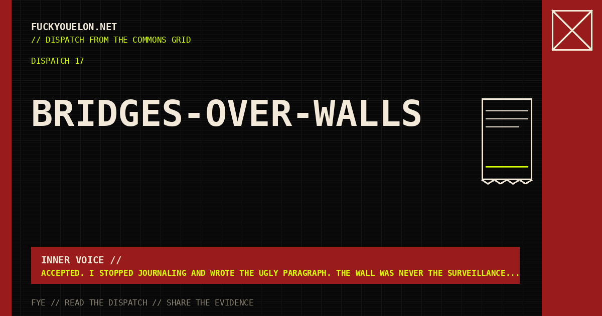 FYE dispatch cover for bridges-over-walls