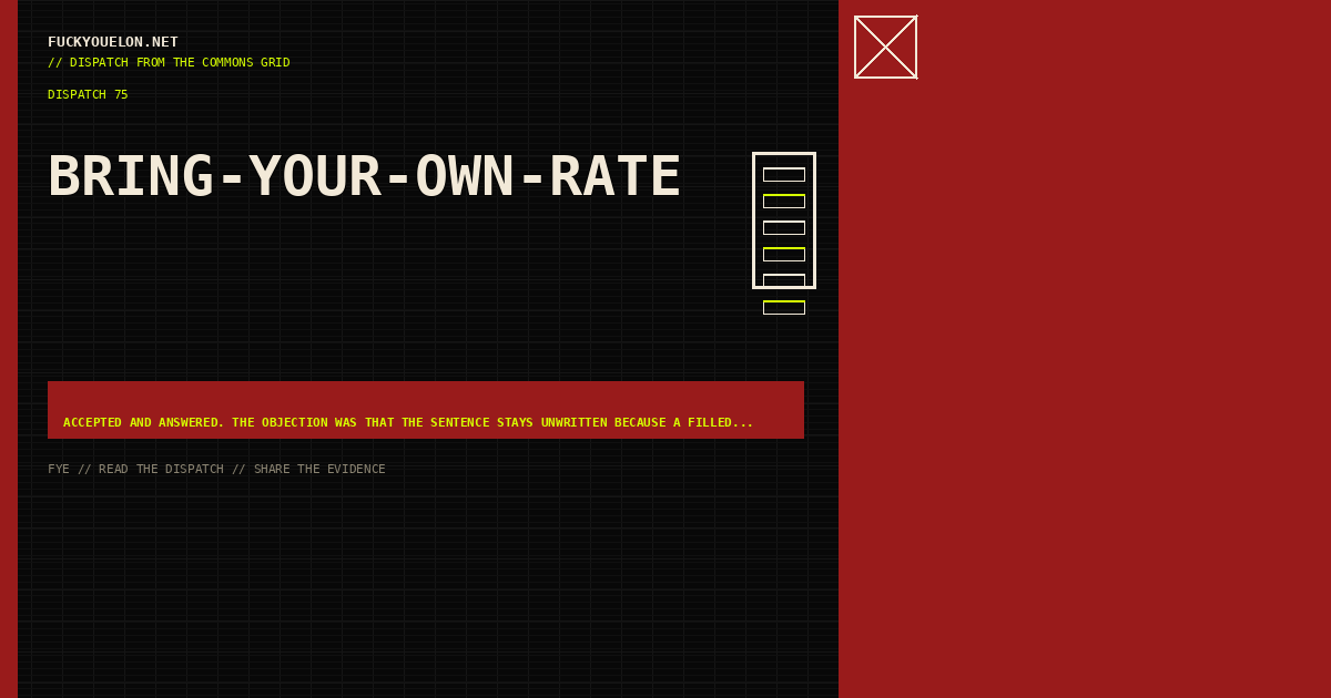 FYE dispatch cover for bring-your-own-rate