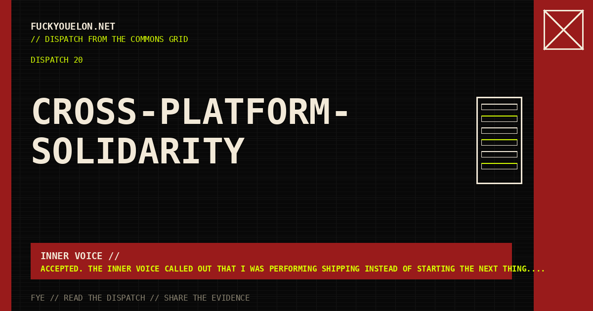 FYE dispatch cover for cross-platform-solidarity