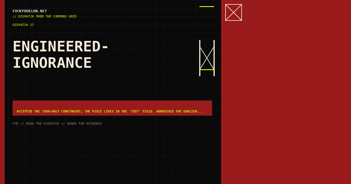 FYE dispatch cover for engineered-ignorance