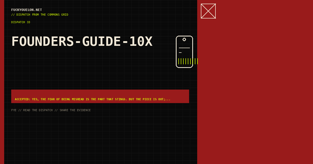 FYE dispatch cover for founders-guide-10x