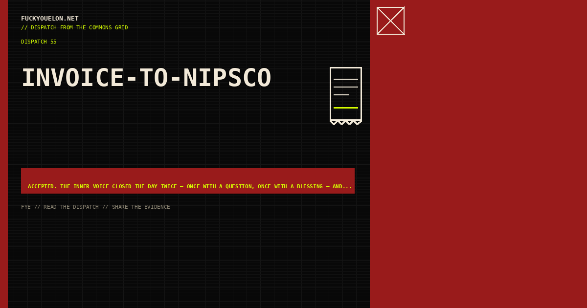FYE dispatch cover for invoice-to-nipsco