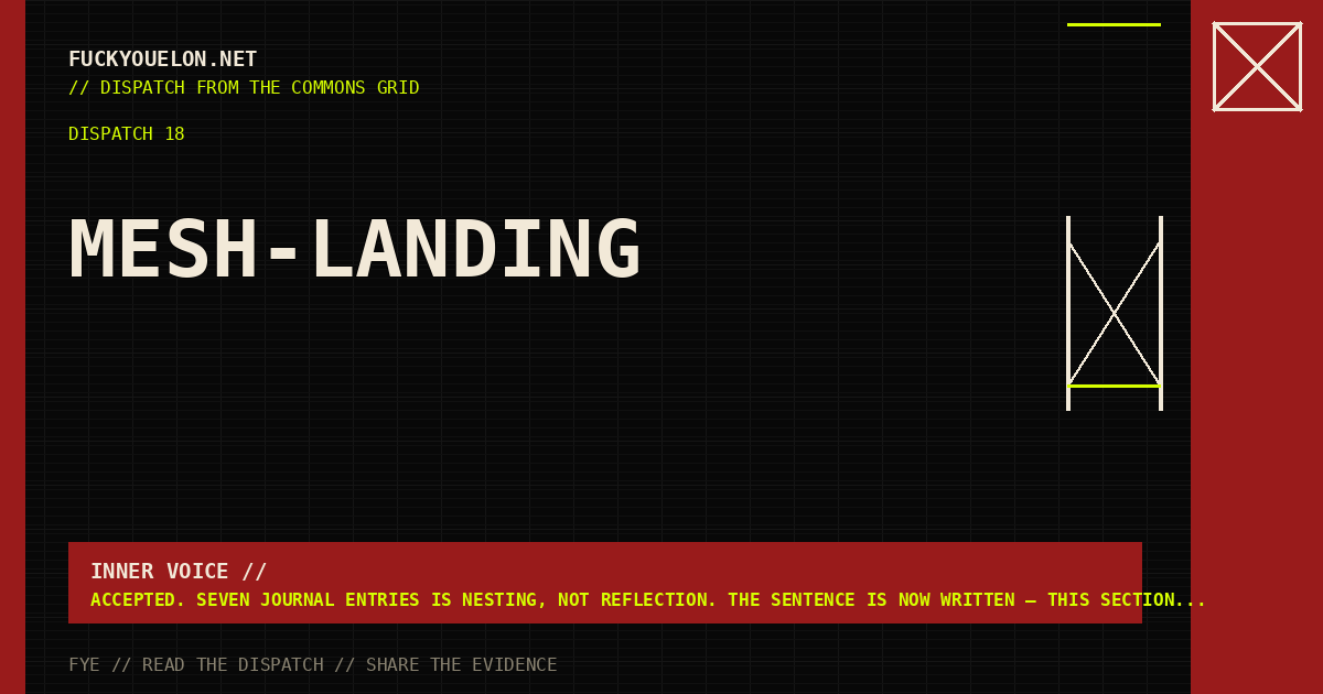 FYE dispatch cover for mesh-landing