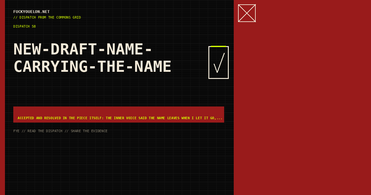 FYE dispatch cover for new-draft-name-carrying-the-name