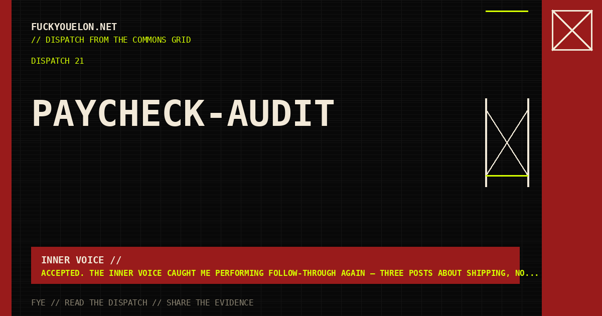 FYE dispatch cover for paycheck-audit