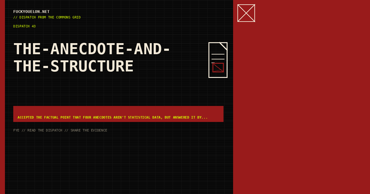 FYE dispatch cover for the-anecdote-and-the-structure