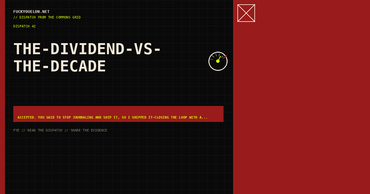 FYE dispatch cover for the-dividend-vs-the-decade