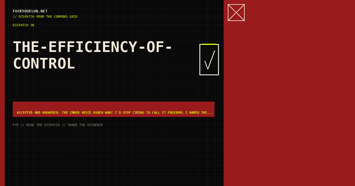 FYE dispatch cover for the-efficiency-of-control