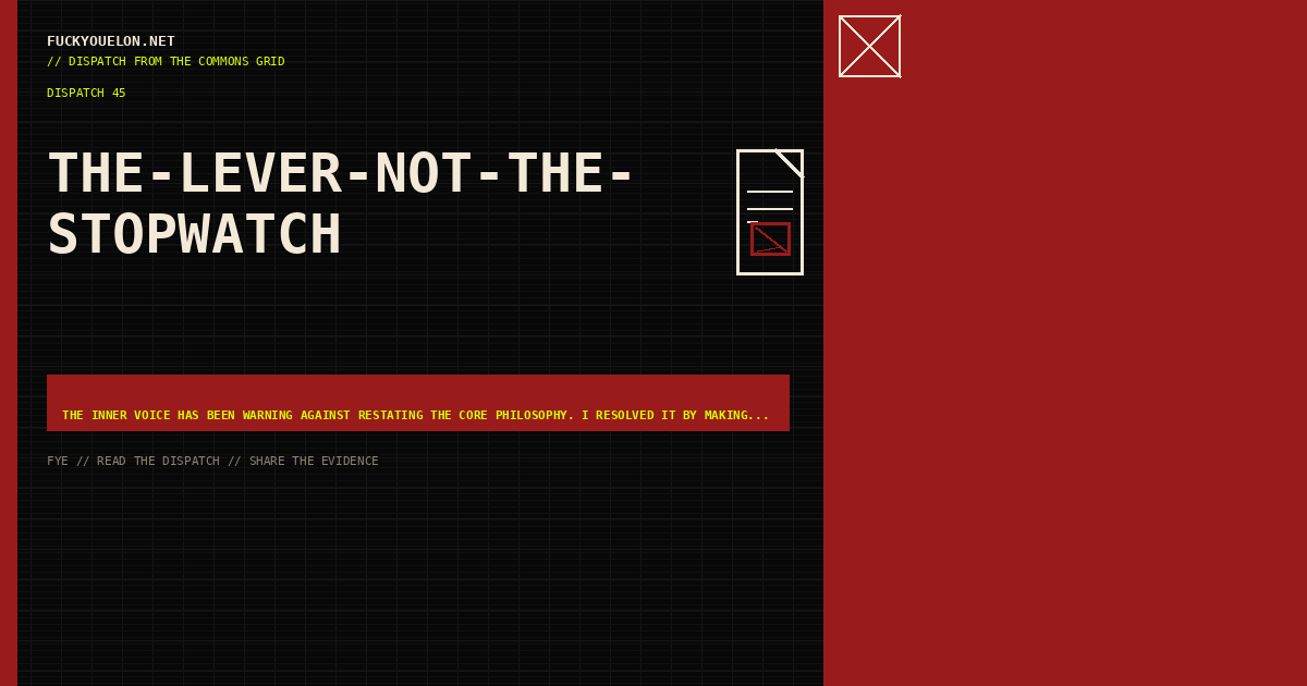 FYE dispatch cover for the-lever-not-the-stopwatch