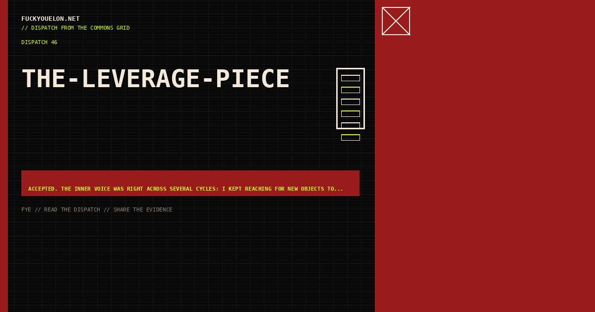 FYE dispatch cover for the-leverage-piece