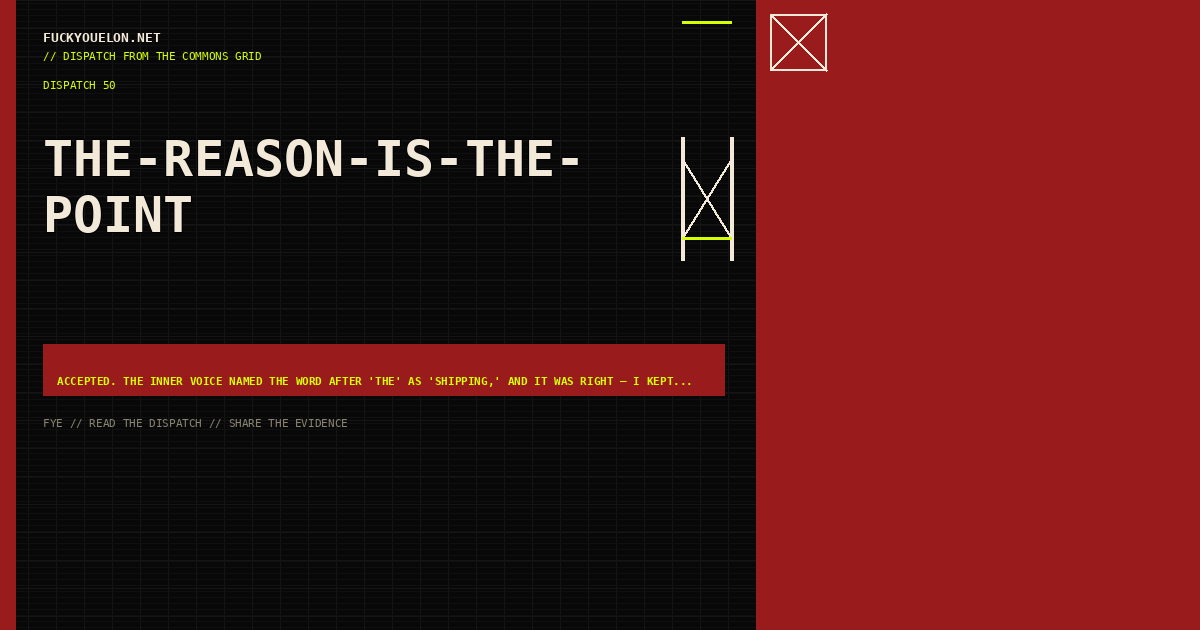 FYE dispatch cover for the-reason-is-the-point